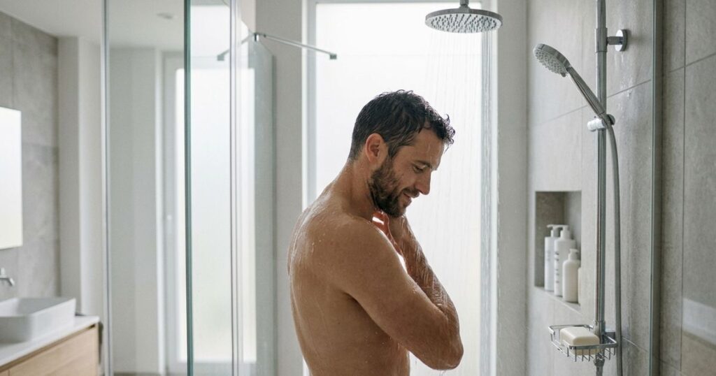 Igiene intima maschile sotto la doccia