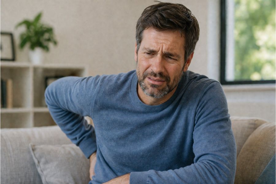 uomo adulto con sintomi di incontinenza urinaria