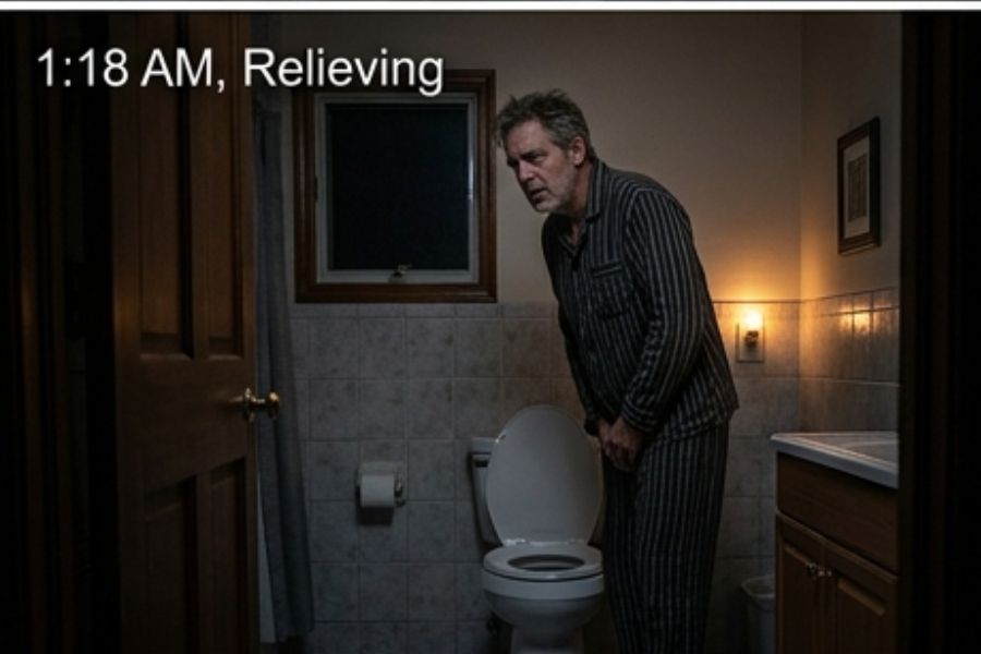 uomo adulto che si alza di notte per urinare frequentemente